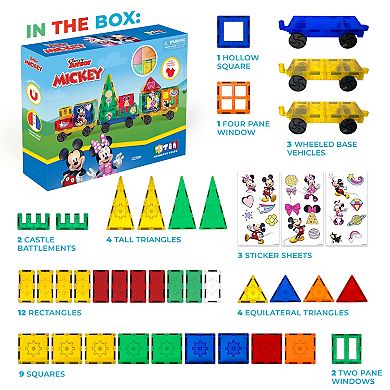 Disney Jr. Mickey Mouse Train Magnetic Tiles 41-Piece Set by Tytan Toys