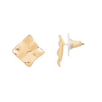 Emberly Gold Tone Geometric Square Stud Earrings