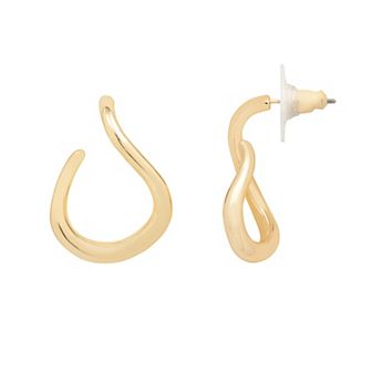 Emberly Gold Tone Curve Hoop Earrings
