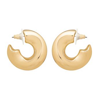 Emberly Gold Tone Chunky Organic Hoop Earrings