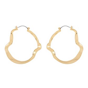 Emberly Gold Tone Wave Hoop Earrings