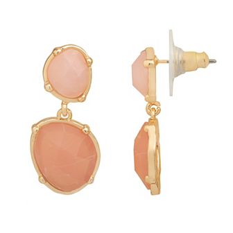 Emberly Gold Tone Organic Shape Double Stone Post Drop Earrings