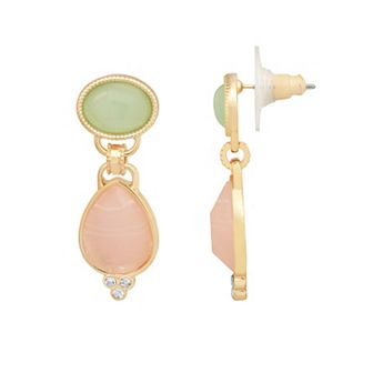 Emberly Gold Tone Double Stone Drop Post Earrings
