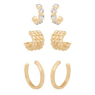 Emberly Gold Tone Hoop Earrings 3 pc Set