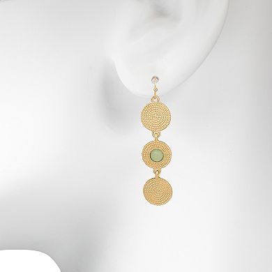 Emberly Gold Tone Textured 3 Disc Drop Earrings