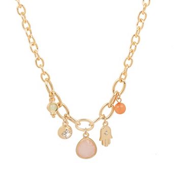 Emberly Gold Tone Charm Necklace