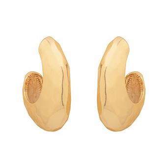 Emberly Gold Tone Textured Chunky Hoop Earrings