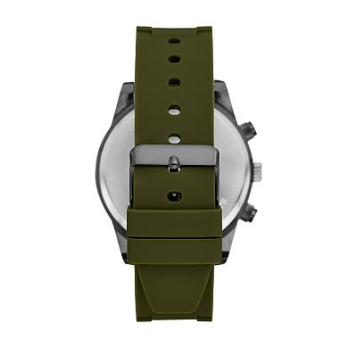 Men's Folio 3-Piece Three Hand Green Silicone Watch Gift Set