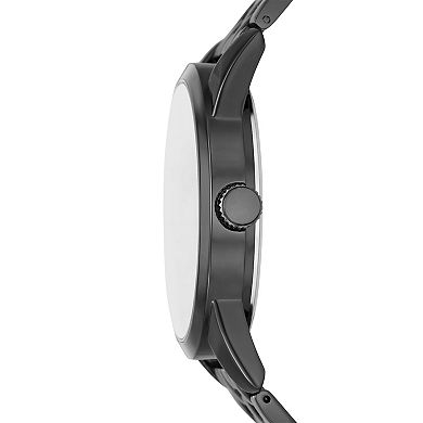 Men's Folio 4-Piece Three Hand Gunmetal Alloy Watch Gift Set