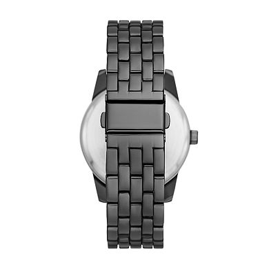 Men's Folio 4-Piece Three Hand Gunmetal Alloy Watch Gift Set