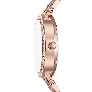 Folio Women's Rose Gold Tone Tone Bracelet Watch & Bracelet Set