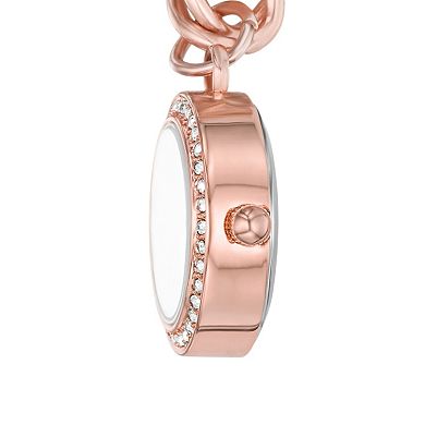 Folio Women's Rose Gold Tone Tone Charm Watch & Bracelet Set