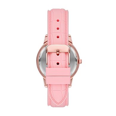 Folio Women's Rose Gold Tone Silicone Strap Watch & Bracelet Set