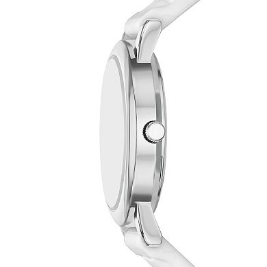 Folio Women's Silver Tone Silicone Strap Watch & Bracelet Set