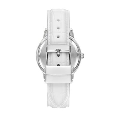 Folio Women's Silver Tone Silicone Strap Watch & Bracelet Set