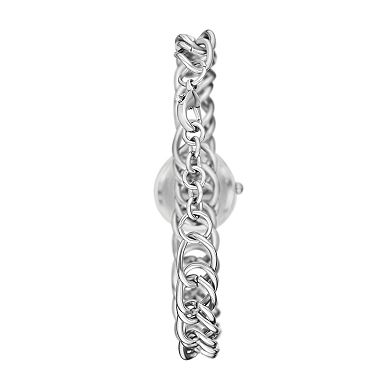 Folio Women's Silver Tone Charm Watch & Bracelet Set
