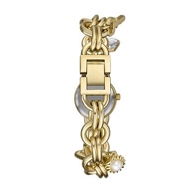 Folio Women's Gold Tone Charm Watch & Bracelet Set
