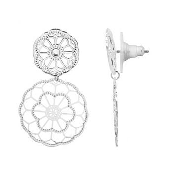 LC Lauren Conrad Circular Filigree Drop Statement Earring
