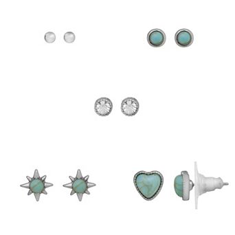 LC Lauren Conrad Silver Tone 5-Pack Stud Earring Set