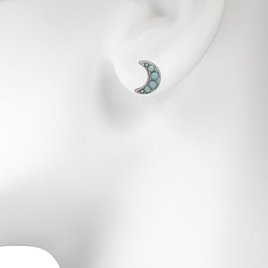 LC Lauren Conrad Silver Tone Studded Crescent Moon Earrings
