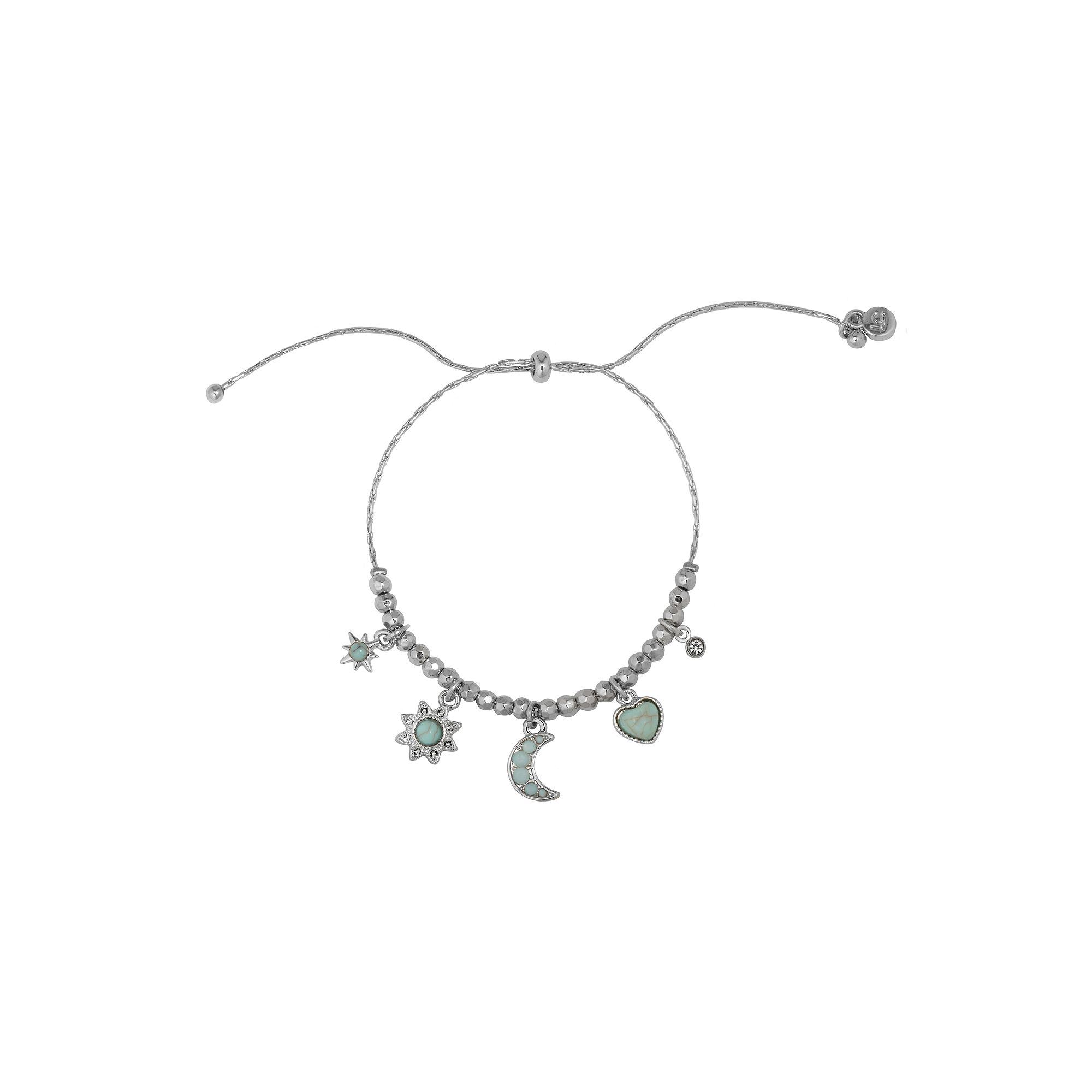 LC Lauren Conrad Silver Tone Pull Tie Charm Bracelet, Womens, Blue