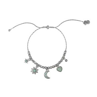 LC Lauren Conrad Silver Tone Pull Tie Charm Bracelet