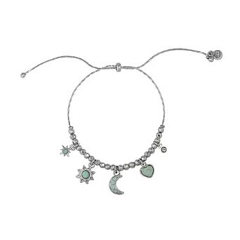 LC Lauren Conrad Silver Tone Pull Tie Charm Bracelet