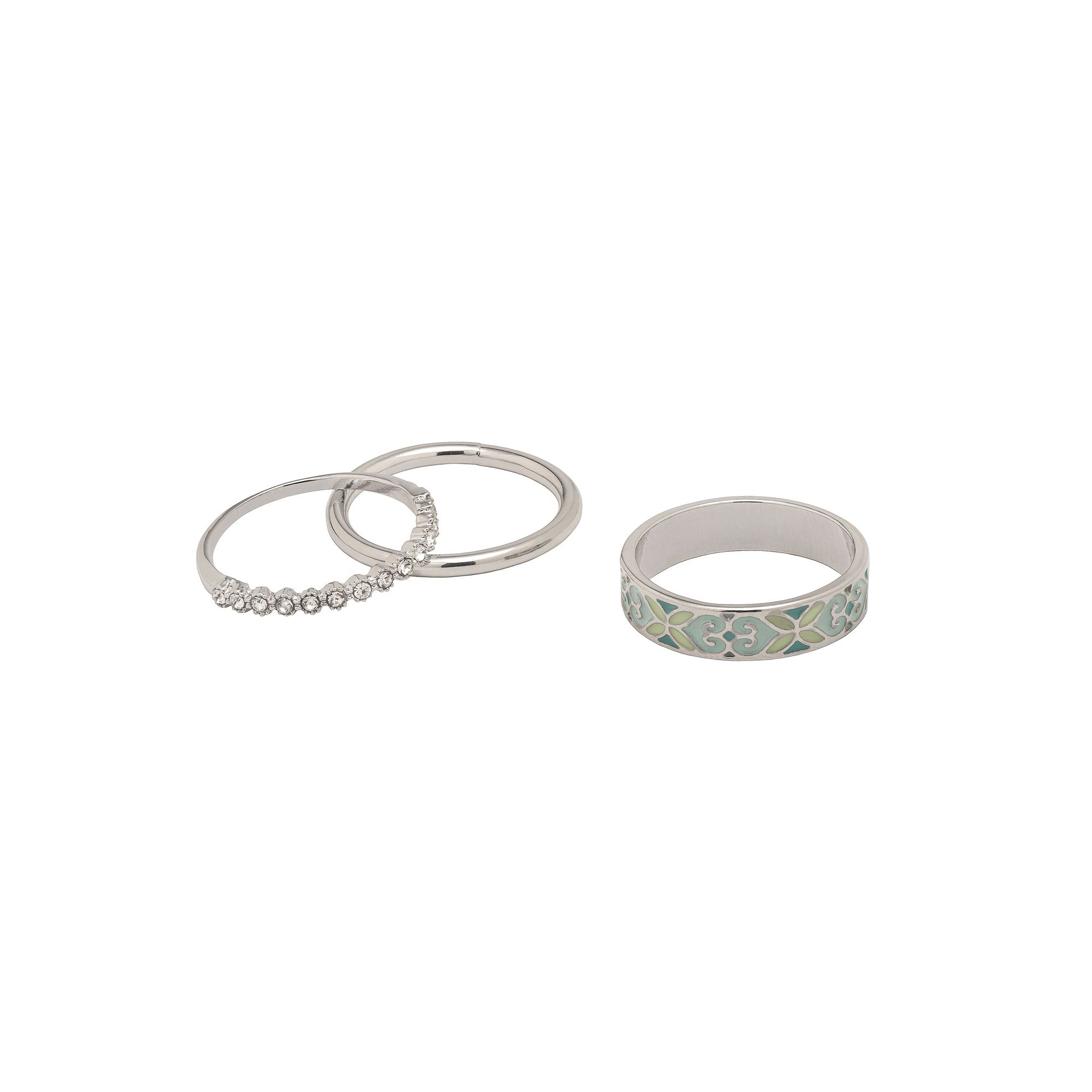 LC Lauren Conrad Silver Tone 3 Ring Stackable Set, Womens, Size: 9, Blue