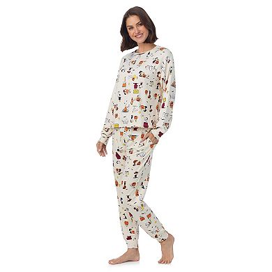 Women's Beauty Sleep Social 2-Piece Cozy Long Sleeve Pajama Top & Pajama Pants Set