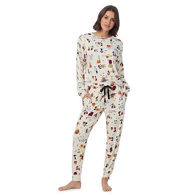Women's Beauty Sleep Social 2-Piece Cozy Long Sleeve Pajama Top & Pajama Pants Set
