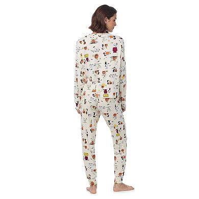 Women's Beauty Sleep Social 2-Piece Cozy Long Sleeve Pajama Top & Pajama Pants Set