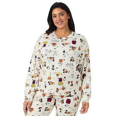 Plus Size Beauty Sleep Social 2-Piece Cozy Long Sleeve Pajama Top & Pajama Pants Set