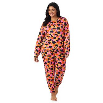 Plus Size Beauty Sleep Social Halloween 2 pc Cozy Long Sleeve Pajama Top & Pajama Pants Set