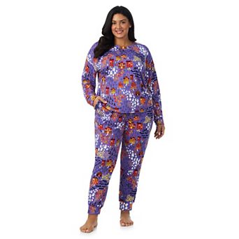 Plus Size Beauty Sleep Social Halloween 2 pc Cozy Long Sleeve Pajama Top & Pajama Pants Set
