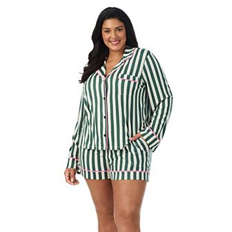 Plus Size Beauty Sleep Social Halloween 2 pc Cozy Long Sleeve Notch Pajama Top & Pajama Boxers Set