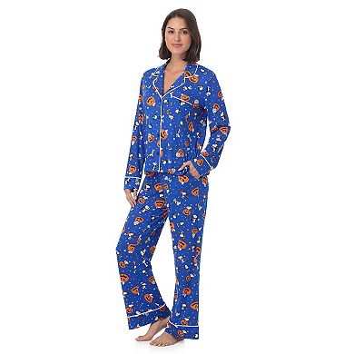 Women's Beauty Sleep Social 2-Piece Cozy Notch Long Sleeve Pajama Top & Pajama Pants Set