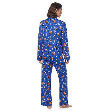 Women's Beauty Sleep Social 2-Piece Cozy Notch Long Sleeve Pajama Top & Pajama Pants Set
