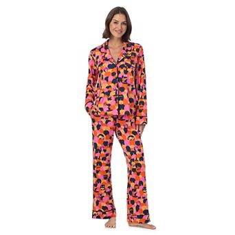 Women's Beauty Sleep Social Halloween 2 pc Cozy Notch Long Sleeve Pajama Top & Pajama Pants Set