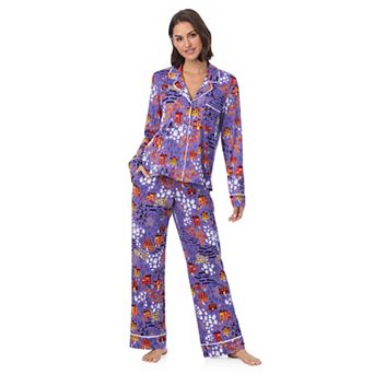 Women's Beauty Sleep Social Halloween 2 pc Cozy Notch Long Sleeve Pajama Top & Pajama Pants Set