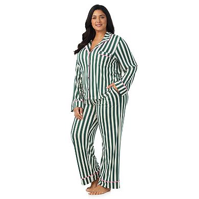 Plus Size Beauty Sleep Social 2-Piece Cozy Notch Long Sleeve Pajama Top & Pajama Pants Set