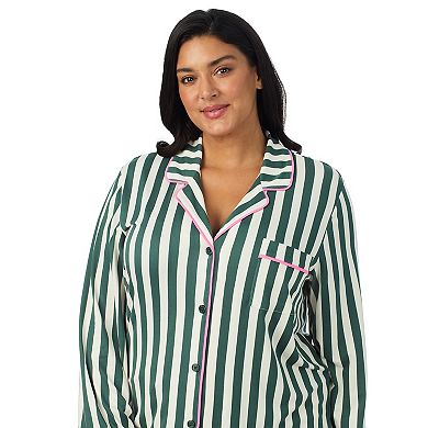 Plus Size Beauty Sleep Social 2-Piece Cozy Notch Long Sleeve Pajama Top & Pajama Pants Set