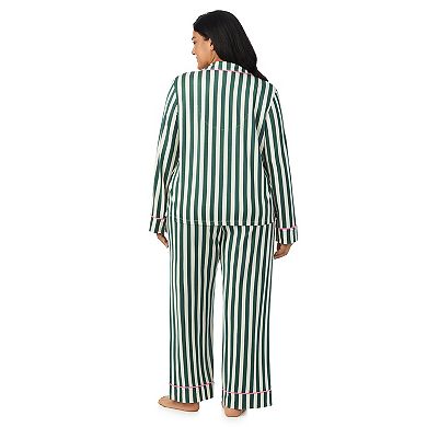 Plus Size Beauty Sleep Social 2-Piece Cozy Notch Long Sleeve Pajama Top & Pajama Pants Set
