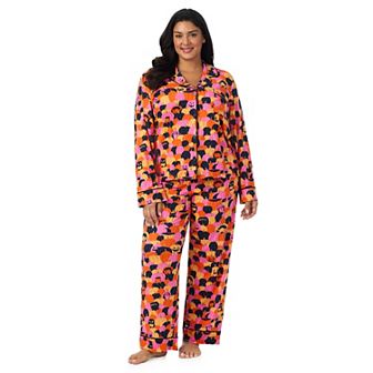 Plus Size Beauty Sleep Social Halloween 2 pc Cozy Notch Long Sleeve Pajama Top & Pajama Pants Set