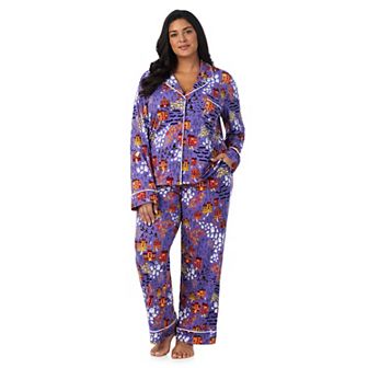 Plus Size Beauty Sleep Social Halloween 2 pc Cozy Notch Long Sleeve Pajama Top & Pajama Pants Set