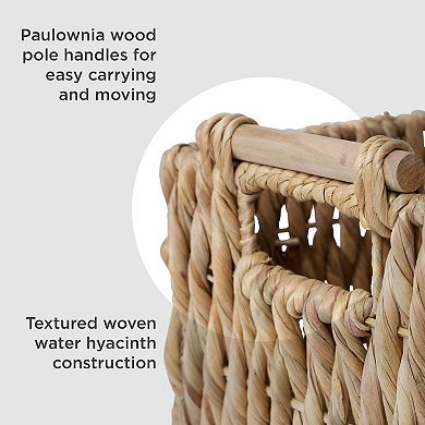 RGI Home Rectangular Natural Water Hyacinth Storage Bin with Handles
