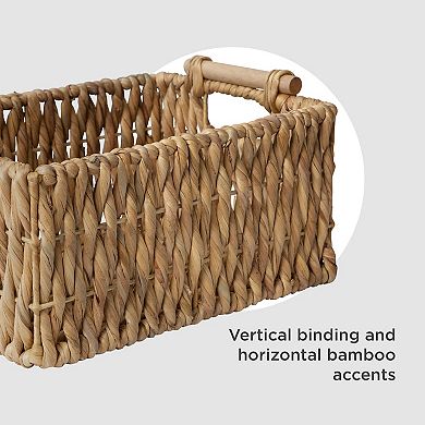 RGI Home Rectangular Natural Water Hyacinth Storage Bin with Handles