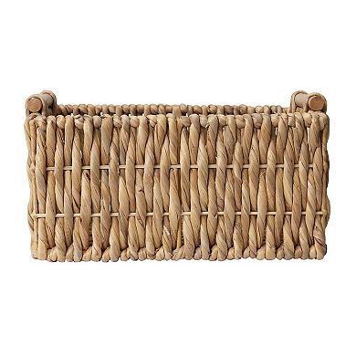 RGI Home Rectangular Natural Water Hyacinth Storage Bin with Handles