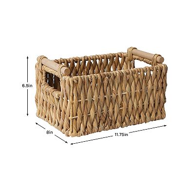 RGI Home Rectangular Natural Water Hyacinth Storage Bin with Handles