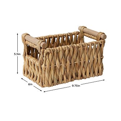 RGI Home Rectangular Natural Water Hyacinth Storage Bin with Handles