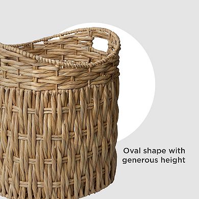 RGI Home Twisted Natural Water Hyacinth Decorative Storage Basket with Handles